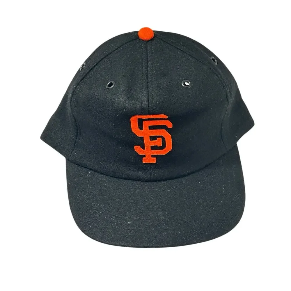 Vintage 60s SF Giants Hat RARE Black 50% Wool %0% Rayon San Francisco USA 7 1/8
